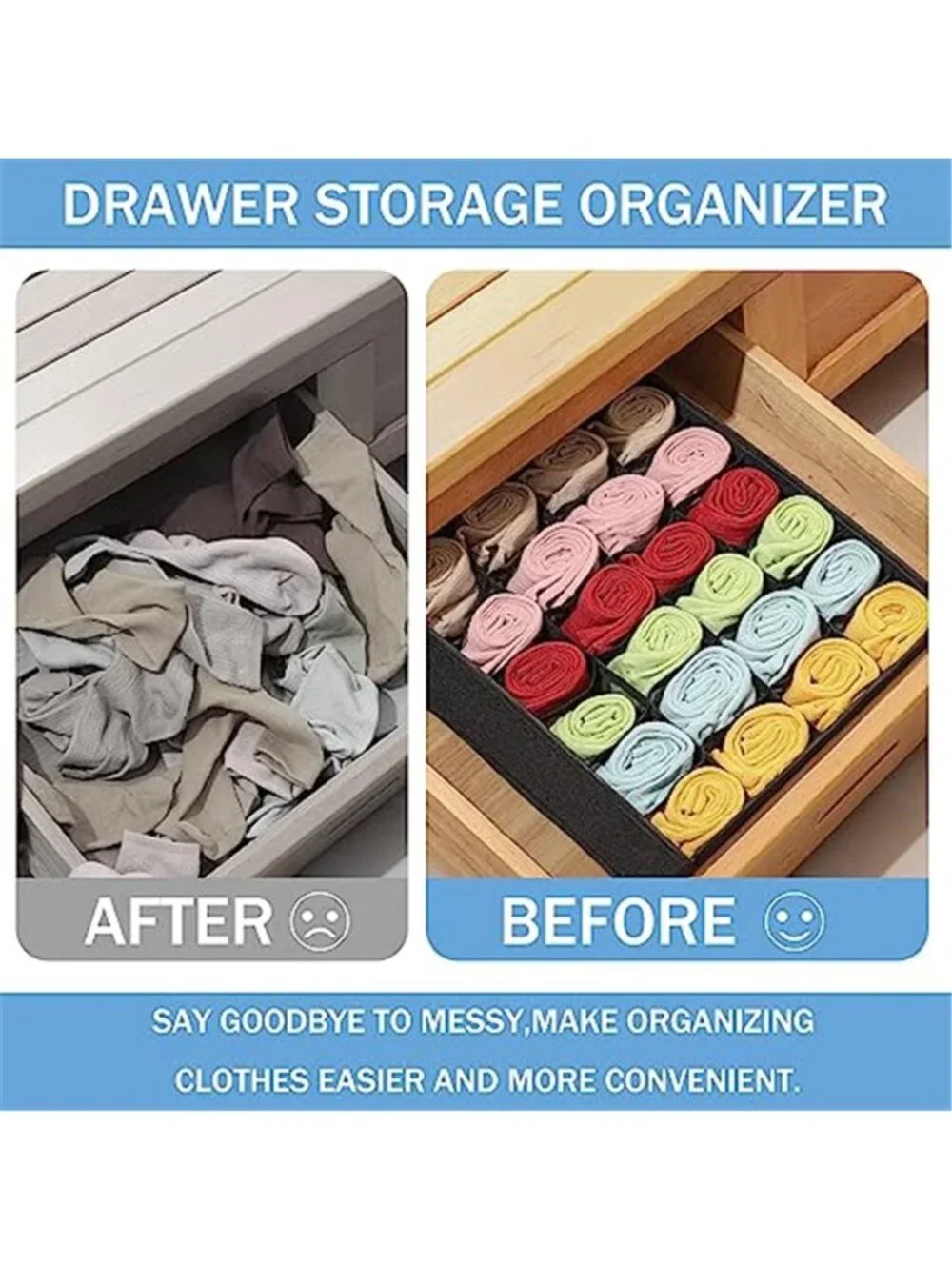 Drawer Organizer Closet Storage Boxes Foldable Underwear Socks Divider 24 Slot